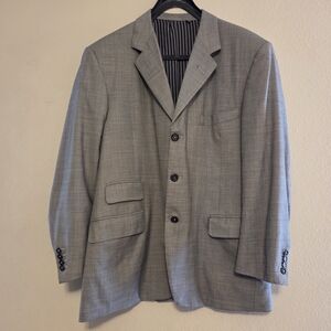 Oxxford Clothes Sport Coat Suit Jacket 44R Solid Gray Surgeon Cuff